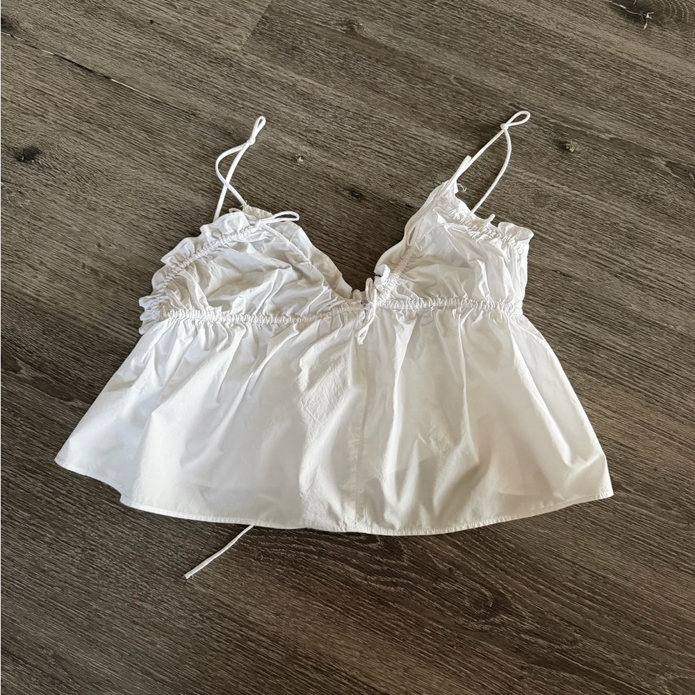 Zara White Ruffled Camisole Top